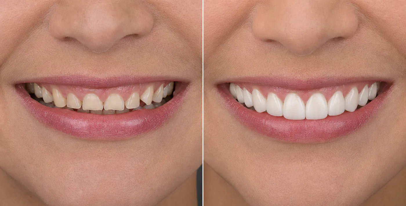 Antes e depois — Carolina — Um sorriso para se ver bem em qualquer foto
