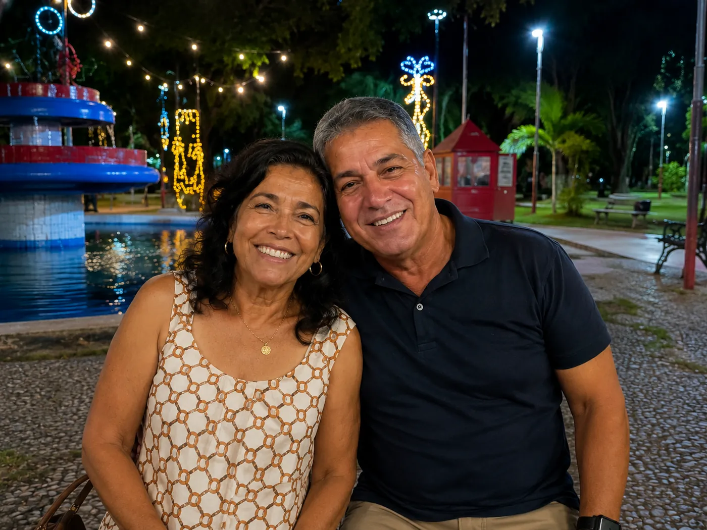 Casal feliz após prótese protocolo