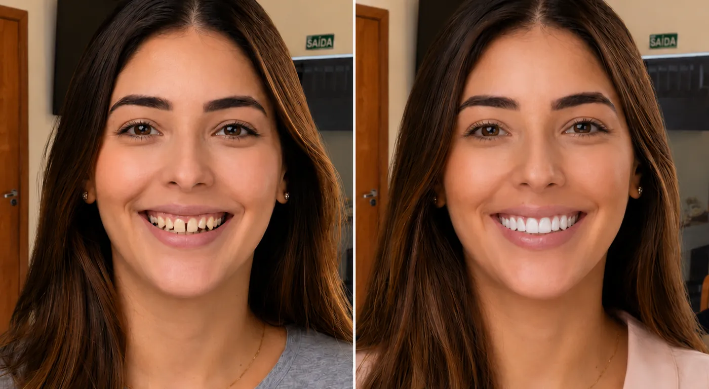 Comparação entre lente de porcelana e lente de resina
