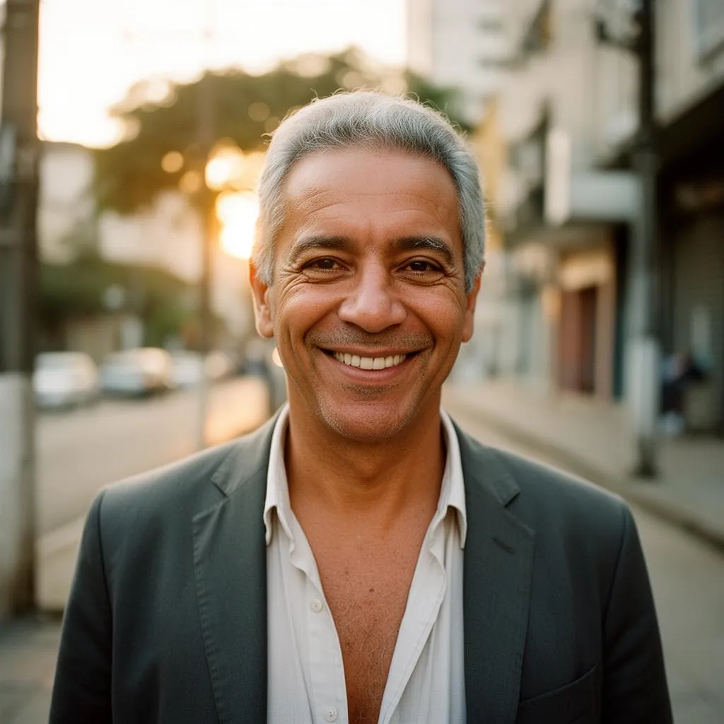 Homem adulto sorrindo confiante após colocação de implante dentário imediato